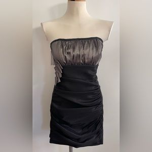 Vintage NWT Jessica McClintock Black Pewter Strapless Taffeta Dress Size 10 4